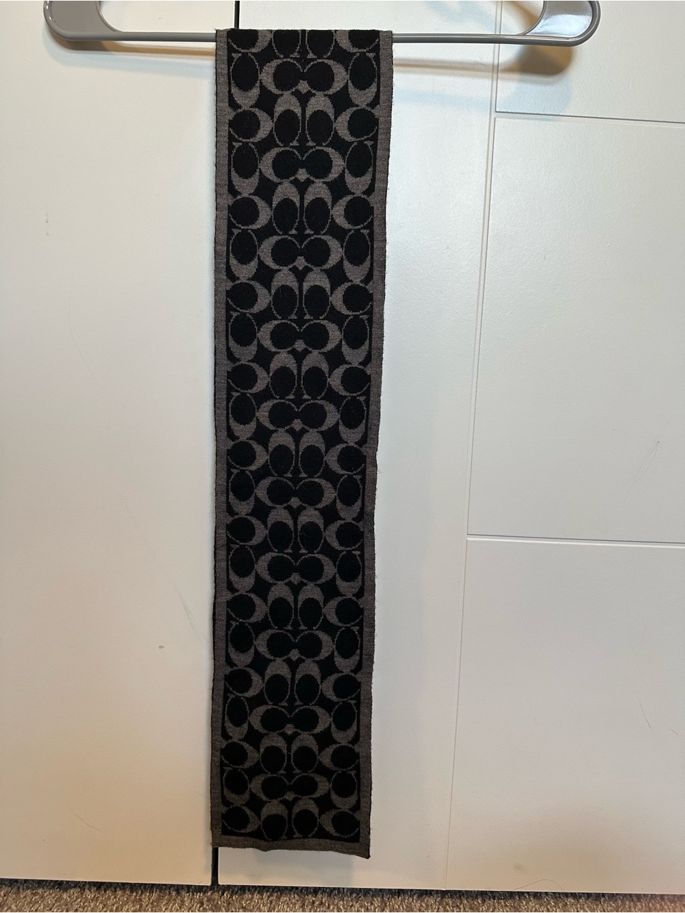 Vintage Coach Jacquard Logo Scarf - Black and Gray